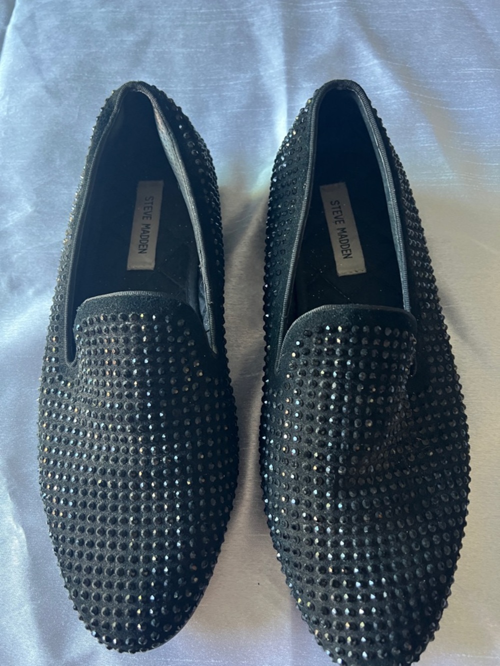 Steve Madden Black Studded Slip-On Loafers men’s size 10 leather upper